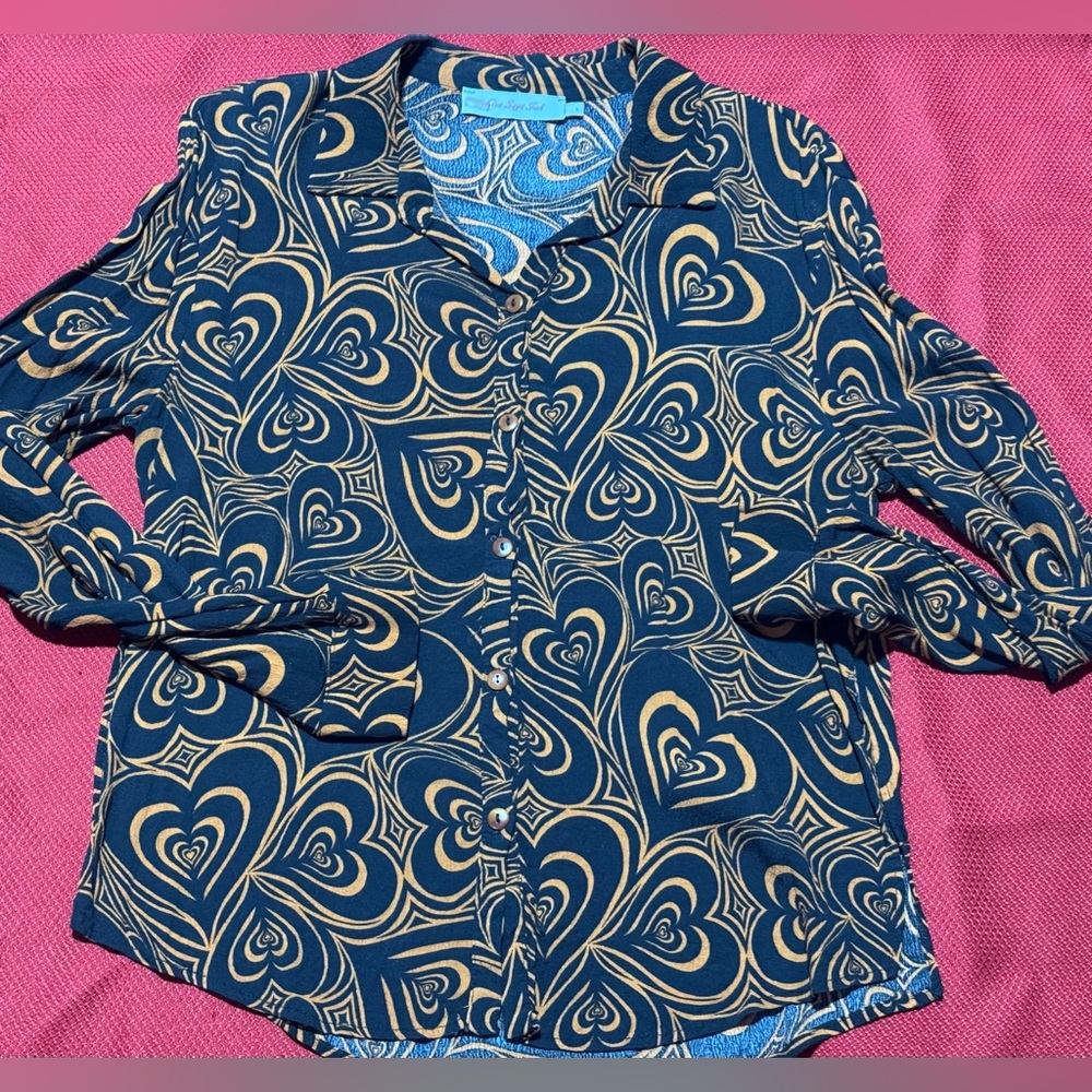 Lisa Says Gah Heart Patterned Pantsuit - Black and Orange - Picture 5 of 13
